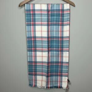 NEW Talbots Plaid Scarf Wrap 28.5" x 72" Rayon Cotton Blend